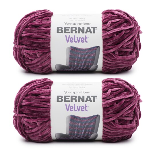 Bernat Velvet Burgundy Plum Yarn 2 Pack of 300g 10.5oz Polyester 5 Bulky 315 Yards Knitting Crochet